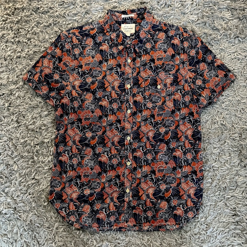 Lucky Brand Casual Short Sleeve Floral Button Down